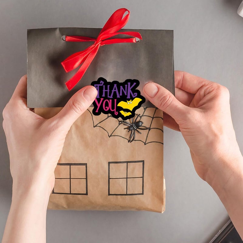 WUZYOU Halloween Business Stickers, Thanks You Labels for Online Stores Retail Shops and Small Businesses, Spooky Bat Design Perfect for Packages and Gift Wrapping, 200 PCS - Image 4
